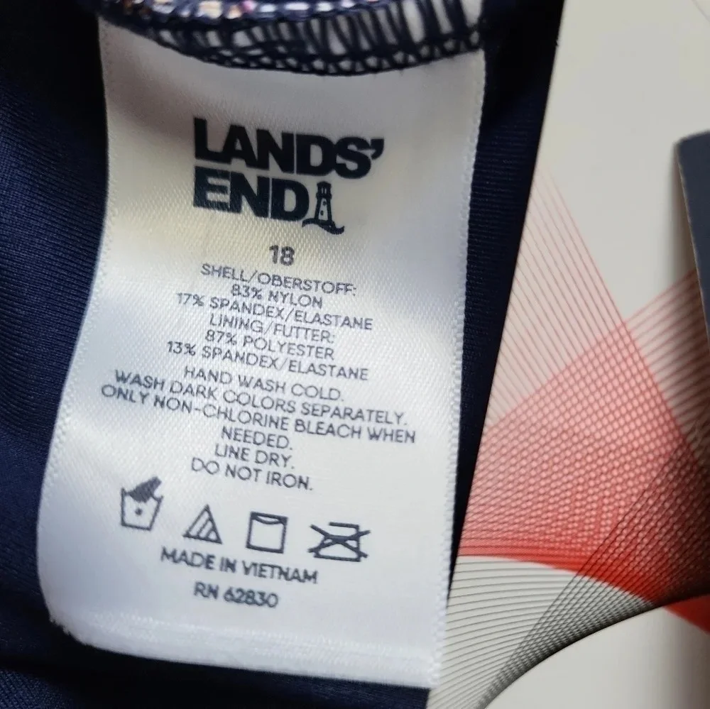 Land’s End Full Coverage Swim Bottoms Retro Twist Waist Paisley Print 18